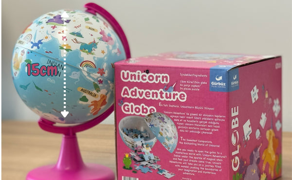 TOPGLOBE 15CM Globe “Unicorn Adventure” with 54pc Puzzles