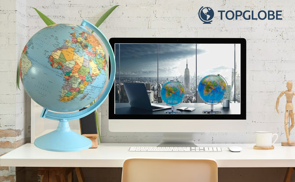 TOPGLOBE 30cm Educational World Globe Political Map New