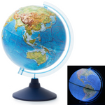 Exerz 32cm Relief Illuminated World Globe- Physical Map - Cable Free Interactive AR (Augmented Reality)