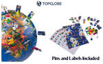 TOPGLOBE 26cm Globe My World Graphic Display + Pins + Pin Cards + Demontable Graphic Stands