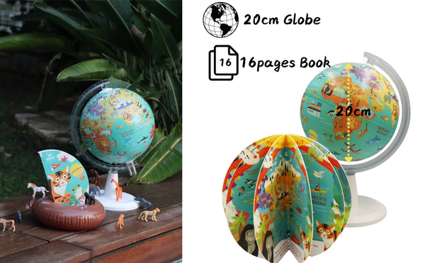EXERZ 20cm Globe with a Book “My Wild World” 16-Page