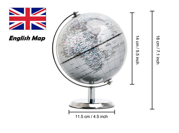 Topglobe 14cm World Globe - Silver