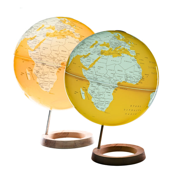 Exerz Illuminated World Globe 33cm diameter Wooden Base - 2 in 1 Light up Globe  - Unmellow