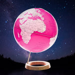 Exerz Illuminated World Globe 33cm diameter Wooden Base - 2 in 1 Light up Globe  - Fuchsia