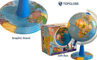 TOPGLOBE 20cm Illuminated Globe - English Map - Modern Political World globe - 20cm Diamter