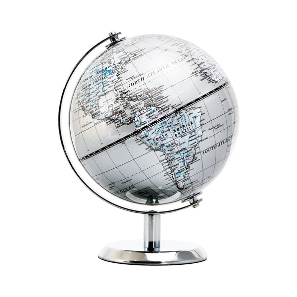 Topglobe 14cm World Globe - Silver