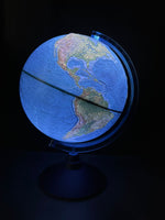 Exerz 32cm Relief Illuminated World Globe- Physical Map - Cable Free Interactive AR (Augmented Reality)