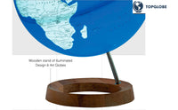 Exerz Illuminated World Globe 33cm diameter Wooden Base - 2 in 1 Light up Globe  - Sapphire