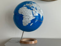 Exerz Illuminated World Globe 33cm diameter Wooden Base - 2 in 1 Light up Globe  - Sapphire