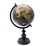 EXERZ 20cm Vintage Globe Black with a Wooden Base, Handcrafted