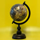 EXERZ 13cm Vintage Globe Black with a Wooden Base, Handcrafted