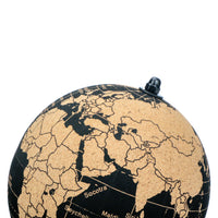 Topglobe Cork Globe 14cm Pinnable, Pins Included, Natural Cork Black