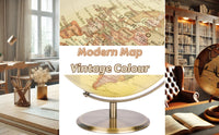 Exerz 30cm Antique Globe Metal Arc and Base Bronzed colour - Modern Map in Antique Colour