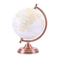 20cm World Globe Golden Colour - Metal Arc and Base - French - Topglobe