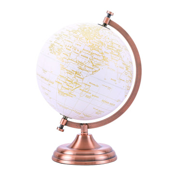 20cm World Globe Golden Colour - Metal Arc and Base - French