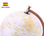 20cm World Globe Golden Colour - Metal Arc and Base - Spanish - Topglobe