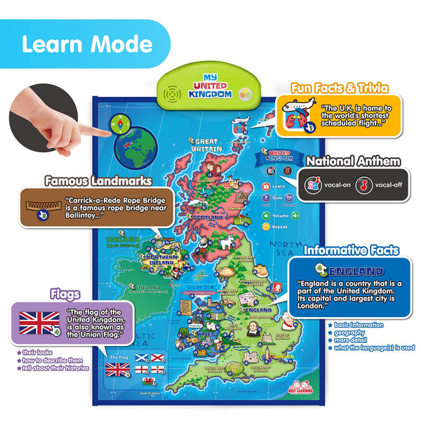 BEST LEARNING i-Poster My United Kingdom Interactive Map - Educational Talking Toy Ages 5 to 12 - Topglobe