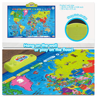 BEST LEARNING i-Poster My World Interactive Map Educational Talking Toy Age 5 to 12 - Topglobe