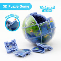 BEST LEARNING Magic Puzzle World Globe - 3D Earth World Map Puzzles for Children Kids - 26 Pieces - Topglobe