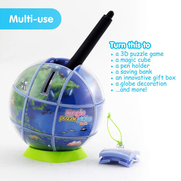 BEST LEARNING Magic Puzzle World Globe - 3D Earth World Map Puzzles for Children Kids - 26 Pieces - Topglobe