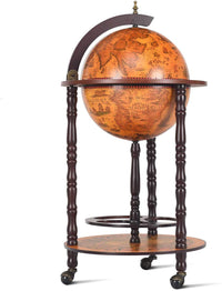 COSTWAY Bar Globe Drink Cabinet Wine Beverage Stand 360MM Wood (Wood + plastic) - Topglobe