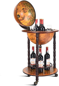 COSTWAY Bar Globe Drink Cabinet Wine Beverage Stand 360MM Wood (Wood + plastic) - Topglobe