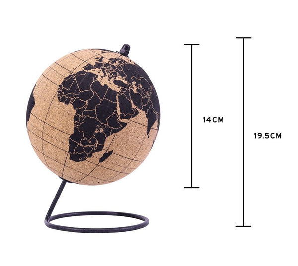 Exerz 14cm Natural Cork Globe 12 Push Pins Included (Natural Cork) - Topglobe