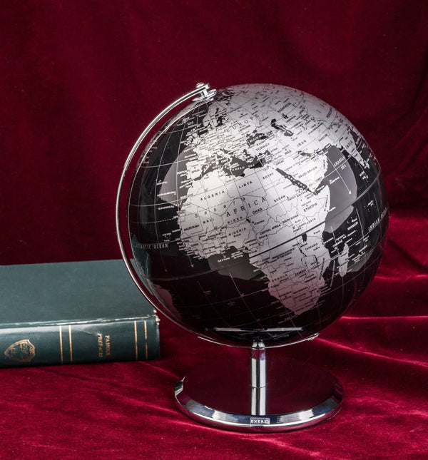 Exerz 20cm World Globe - Metallic Black - Topglobe