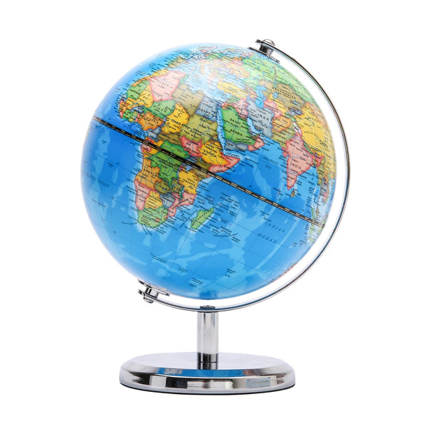 Exerz 20cm World Globe Stainless Steel Arc and Base- Political Map - Topglobe