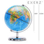 Exerz 20cm World Globe Stainless Steel Arc and Base- Political Map - Topglobe