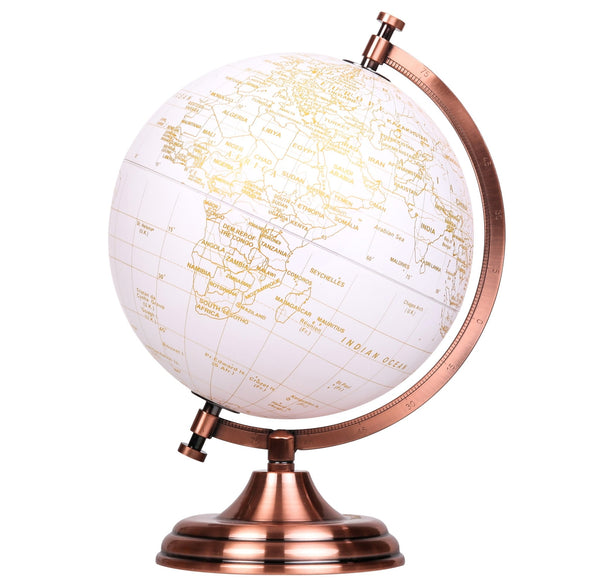 Exerz 20cm World Globe - White & Golden - Topglobe