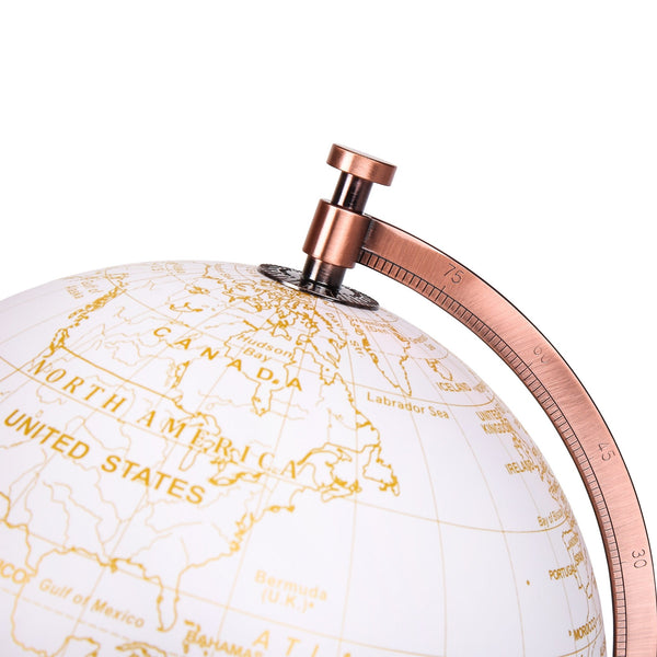 Exerz 20cm World Globe - White & Golden - Topglobe