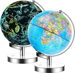 Exerz 23cm Illuminated World Globe - Cable Free LED - Political Map/Constellation Stars - Topglobe