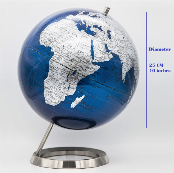 Exerz 25cm World Globe - Metallic Blue - Topglobe