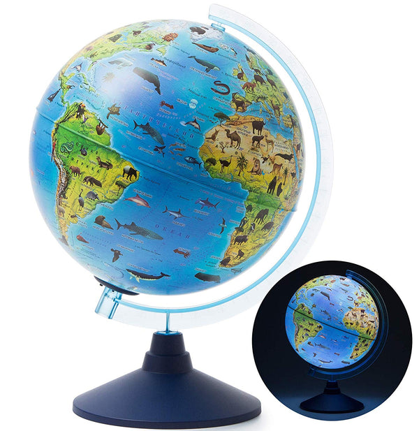 Exerz 25cm Zoo-Geo Illuminated Globe -Physical and Zoo Dual Map - Topglobe