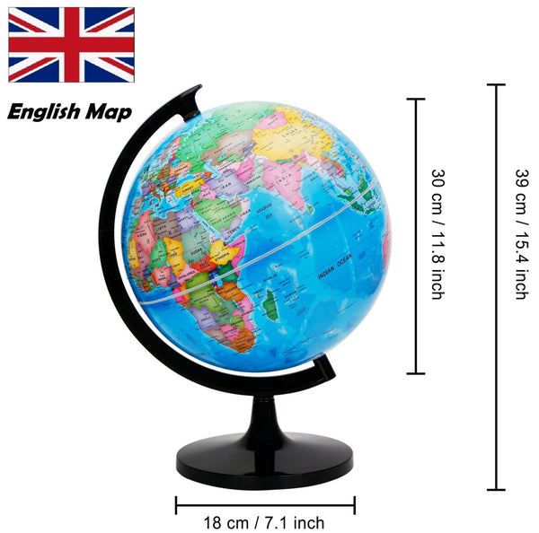 Exerz 30cm Educational World Globe - Self Assembled - Topglobe