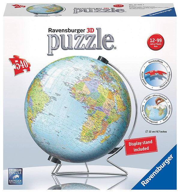 Ravensburger The World on V-Stand Globe 540 pc 3D Jigsaw Puzzle - Topglobe