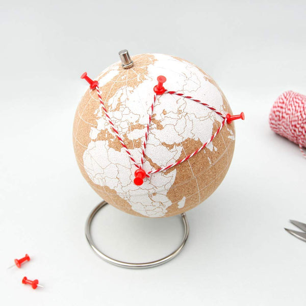 SUCK UK Mini White Desktop Cork Globe | Push PINS Included - Topglobe