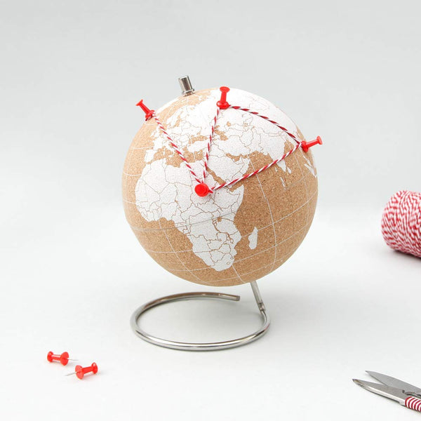 SUCK UK Mini White Desktop Cork Globe | Push PINS Included - Topglobe