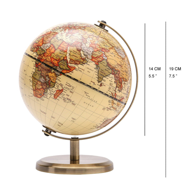 Topglobe 14cm Antique World Globe - Bronzed colour - Topglobe