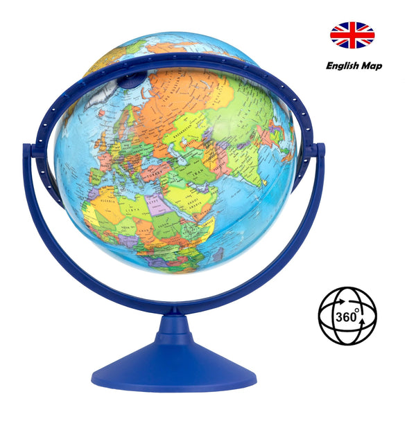 TOPGLOBE 30cm Educational World Globe 360° Rotating Political Map - Topglobe